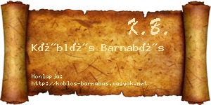 Köblös Barnabás névjegykártya